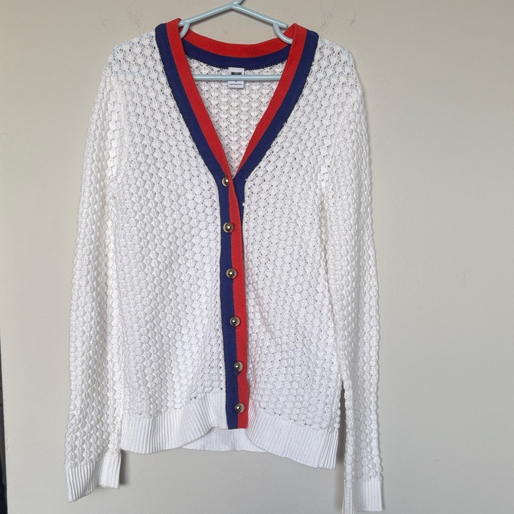 Janie and Jack White Cardigan with Orange and Blue Accents Size 7